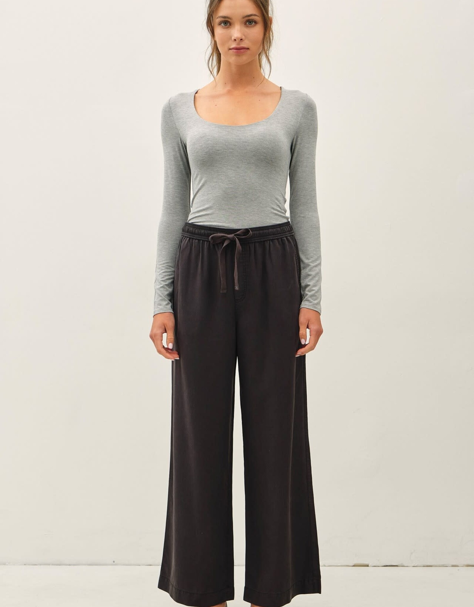 Miss Bliss BC 29" Inseam Tencel Wide Leg Pants- Vintage Black