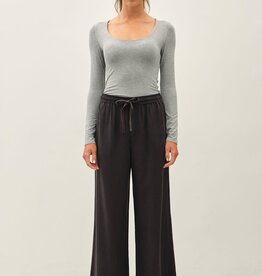 Miss Bliss Tencel Elastic Waist Wide Leg Pants- Vintage Black