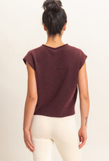 Miss Bliss HYFVE Rolled Edge Buttn Front Swtr Vest-Burgundy