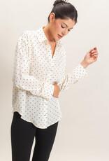 Miss Bliss HYFVE Button-up Polka Dot LS Shirt-Cream