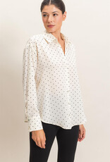 Miss Bliss HYFVE Button-up Polka Dot LS Shirt-Cream