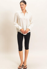 Miss Bliss HYFVE Button-up Polka Dot LS Shirt-Cream