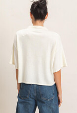 Miss Bliss HYFVE Collared V-neck Knit Top-Ivory