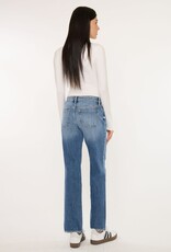 Miss Bliss KC Mid Rise Raw Hem Distressed Straight Leg-Dk Wash