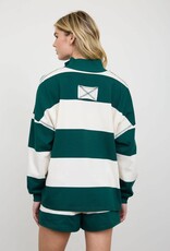 Miss Bliss J.O.A. Wide Stripe Half Zip LS Knit Top- Hunter Green