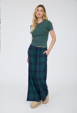 Miss Bliss J.O.A. Washed Ribbed SS Cropped Knit Tee- Hunter Green