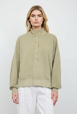 Miss Bliss J.O.A. Mock Neck Henley LS Knit Top- Lt. Olive