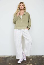 Miss Bliss J.O.A. Mock Neck Henley LS Knit Top- Lt. Olive