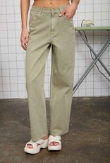 Miss Bliss J.O.A. Washed Light Wide Leg Jeans-Olive