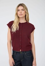 Miss Bliss J.O.A. Raw Edge Slvs Lightweight Cardigan- Burgundy
