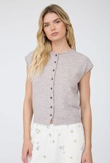 Miss Bliss J.O.A. Raw Edge Slvs Lightweight Cardigan- Lt Taupe