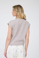 Miss Bliss J.O.A. Raw Edge Slvs Lightweight Cardigan- Lt Taupe