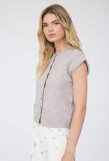 Miss Bliss J.O.A. Raw Edge Slvs Lightweight Cardigan- Lt Taupe