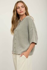 Miss Bliss J.O.A. Washed Ribbed SS Rolled Edge Cardigan- Lt. Olive