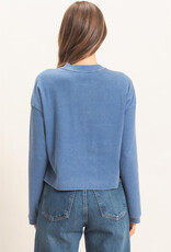 Miss Bliss HYFVE Buttoned Henley Top-Blue