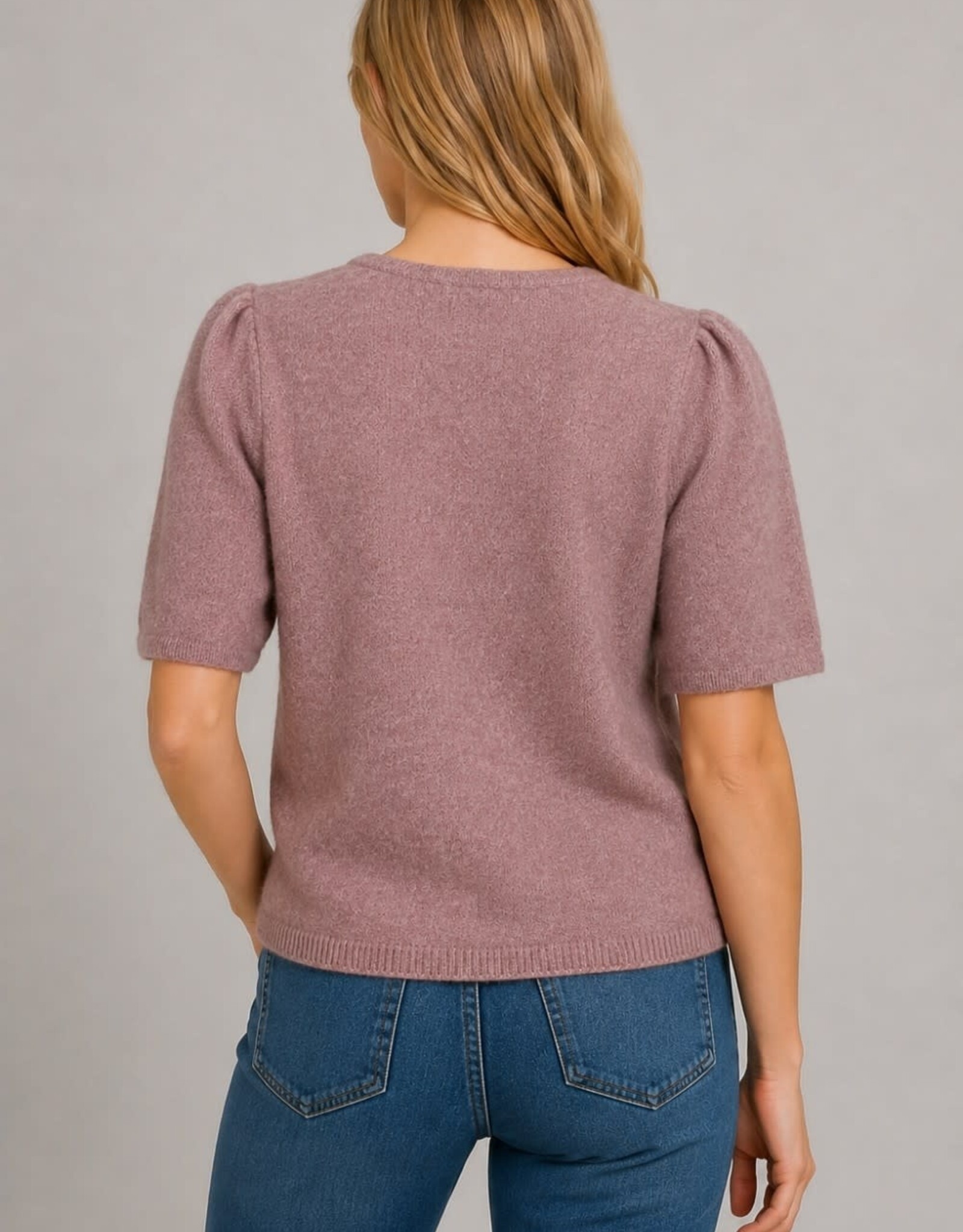 Miss Bliss Dream The Soft Puff-Slv Cardigan-Lavender