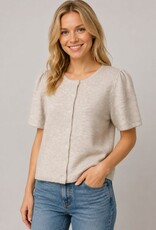 Miss Bliss Dream The Soft Puff-Slv Cardigan-Taupe