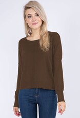 Miss Bliss Dream Front Seam Round Neck Pullover-Pecan