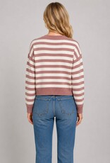 Miss Bliss Dream Cropped Cardigan W Horizontal Stripes-Pink