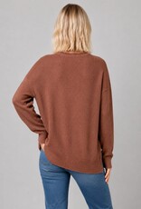 Miss Bliss Dream Cable Knit Open-front Cardigan-Rust