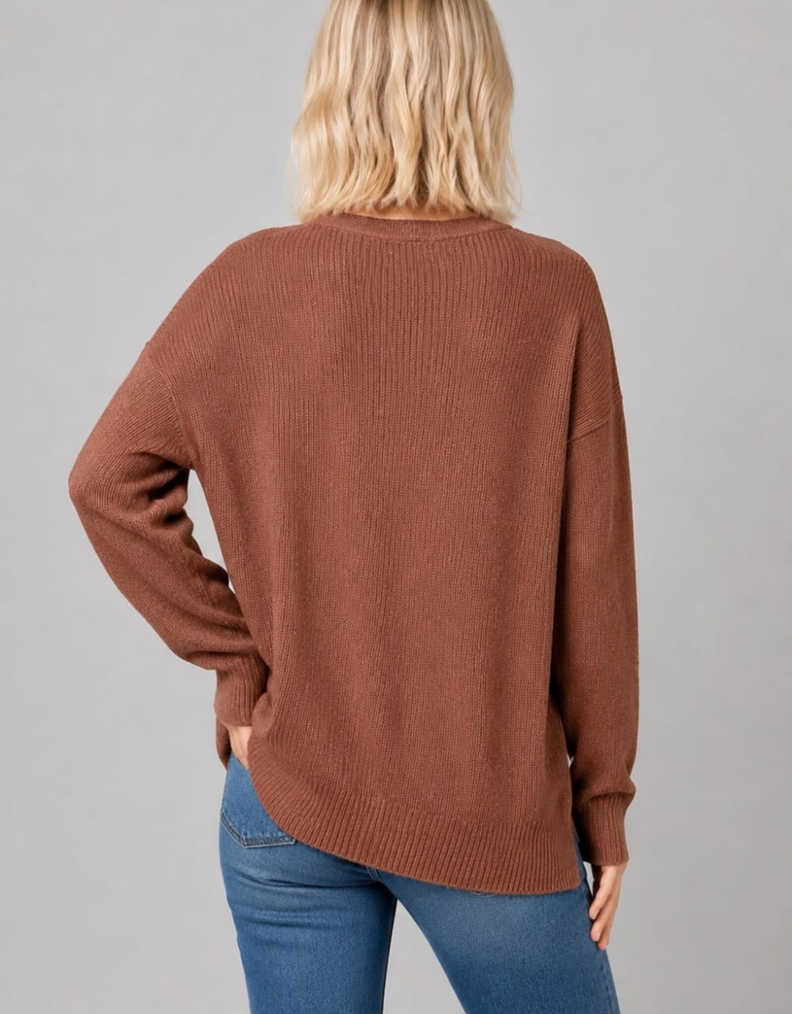 Miss Bliss Dream Cable Knit Open-front Cardigan-Rust