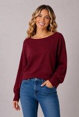 Miss Bliss Dream Boat Neck Pullover Sweater-Ht Currant