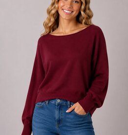 Miss Bliss PREORDER Dream Boat Neck Pullover Sweater-Ht Currant