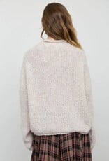 Miss Bliss Blu Fuzzy Mock Neck LS Knit Sweater- Oatmeal