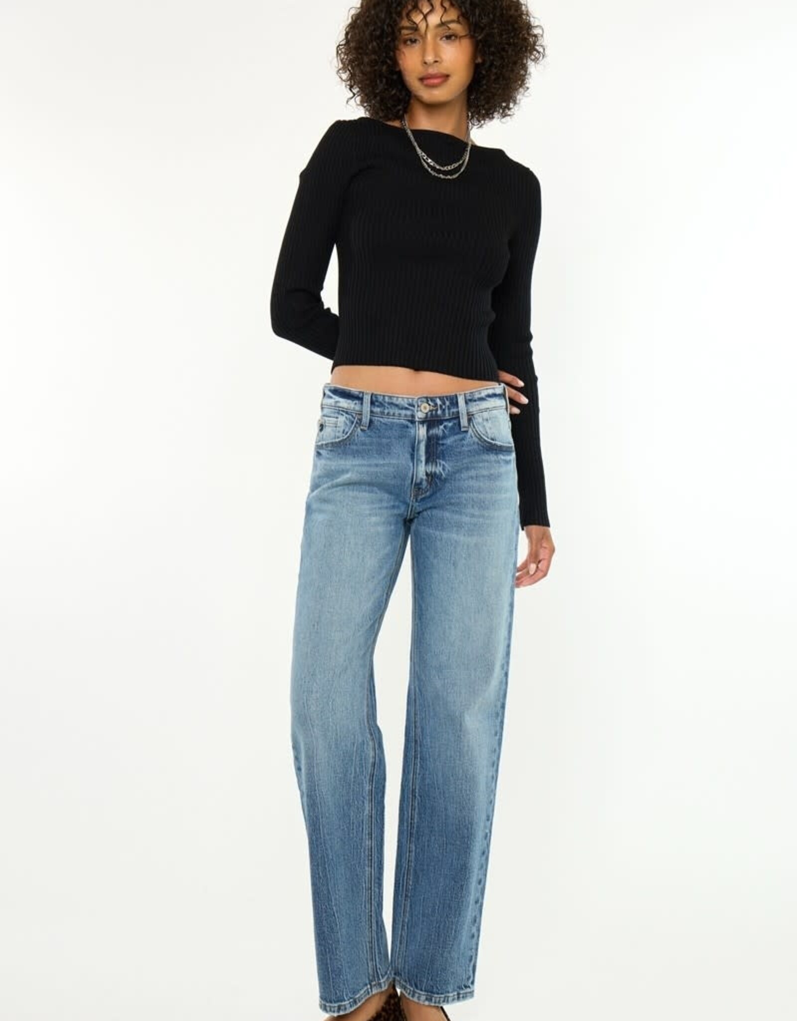 Miss Bliss KanCan Low Rise Baggy Straight-Dark