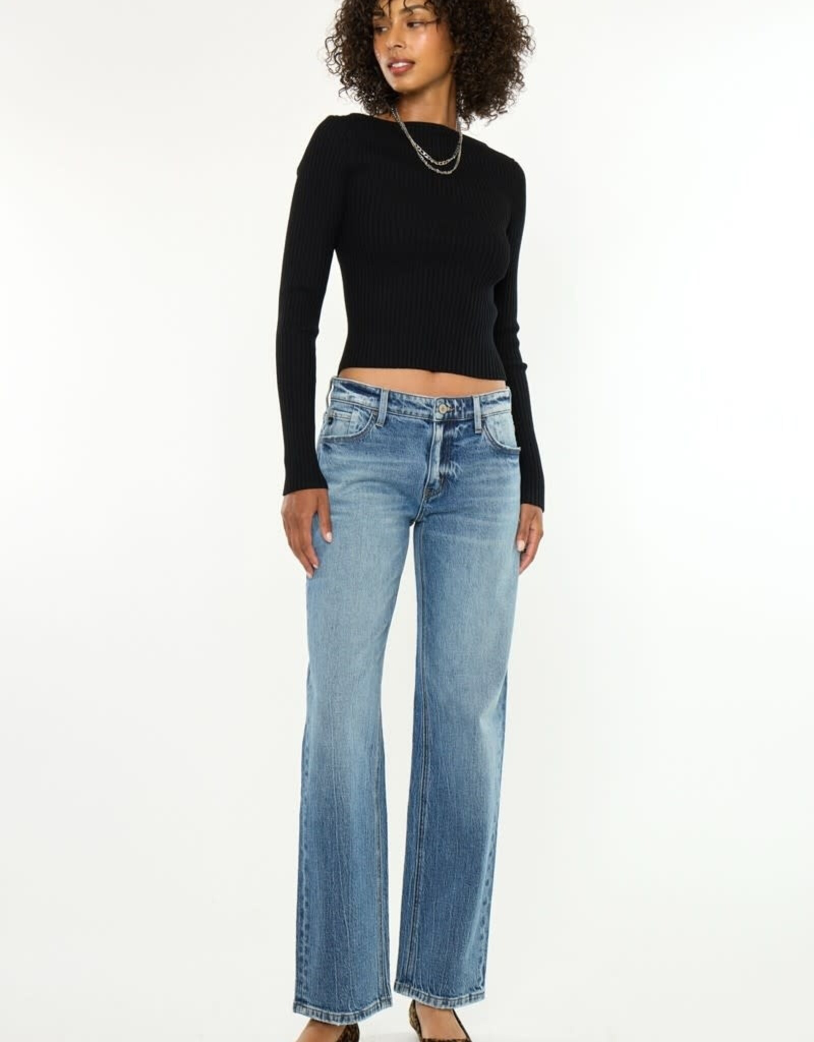 Miss Bliss KanCan Low Rise Baggy Straight-Dark