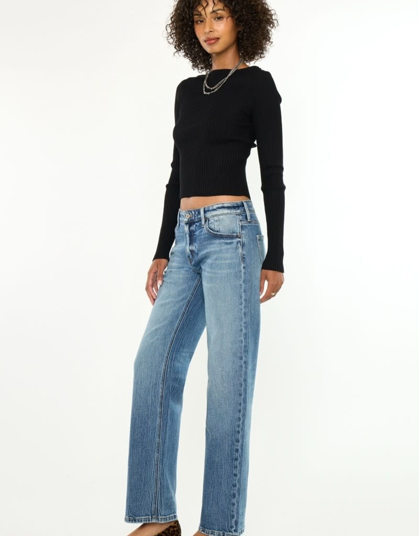 Miss Bliss KanCan Low Rise Baggy Straight-Dark