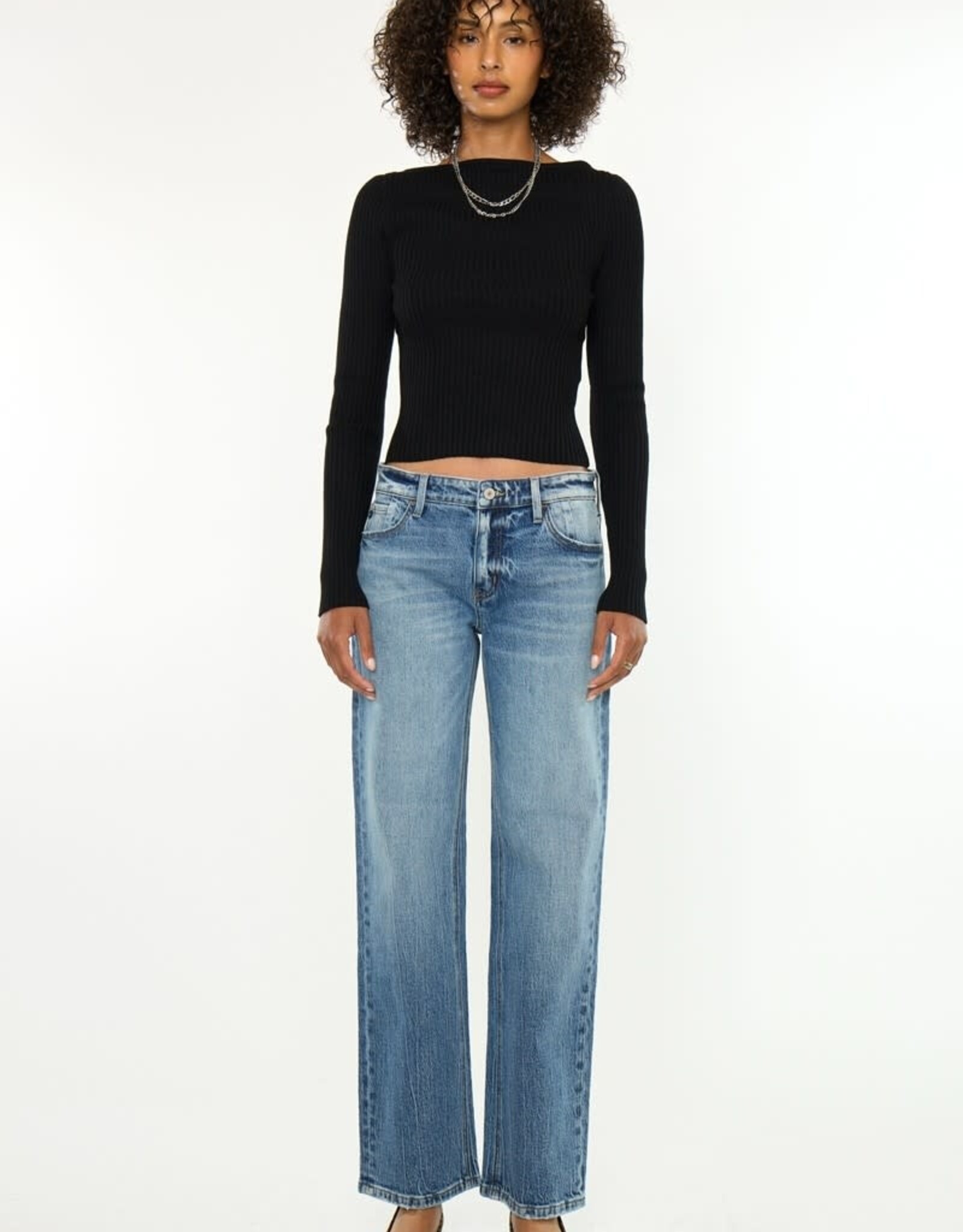 Miss Bliss KanCan Low Rise Baggy Straight-Dark