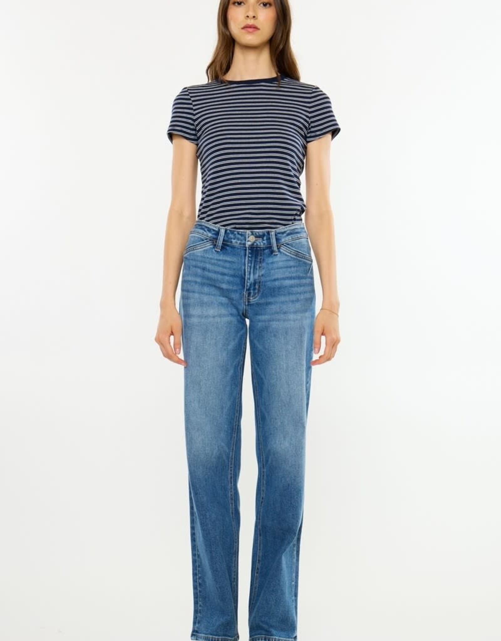 Miss Bliss KanCan Mid Rise Slim Wide-Med Dark Wash