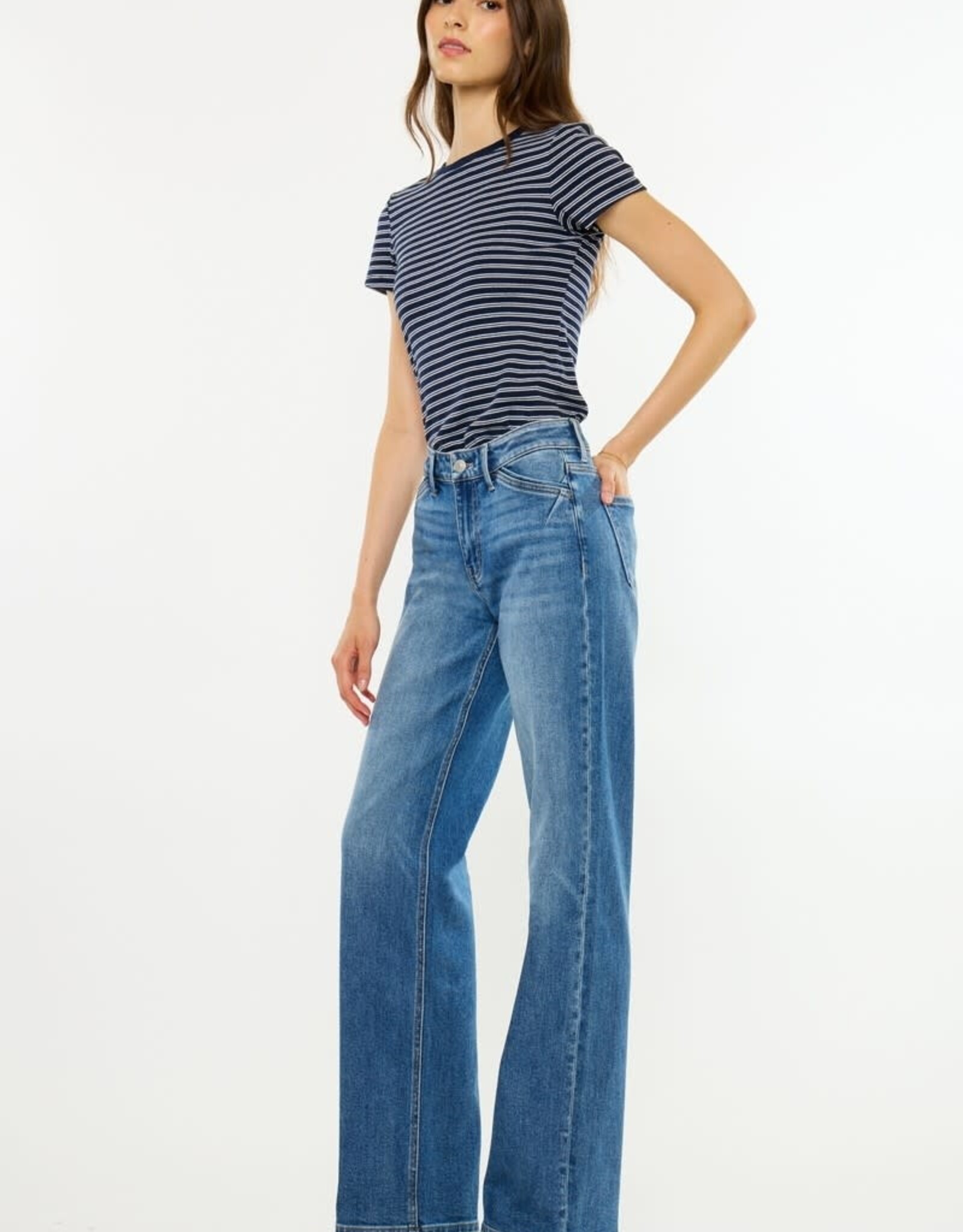 Miss Bliss KanCan Mid Rise Slim Wide-Med Dark Wash