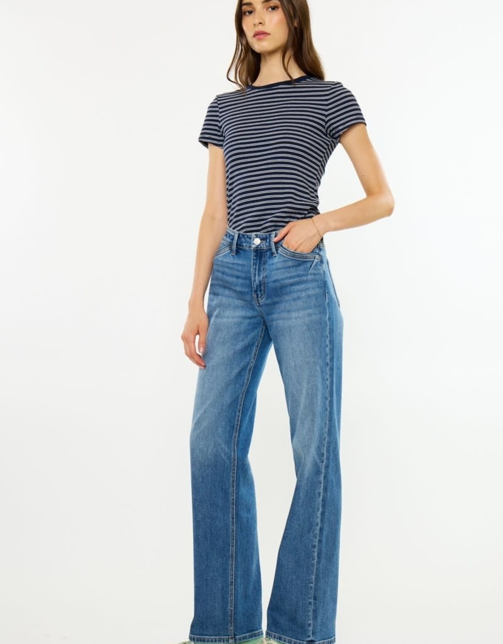 Miss Bliss KanCan Mid Rise Slim Wide-Med Dark Wash