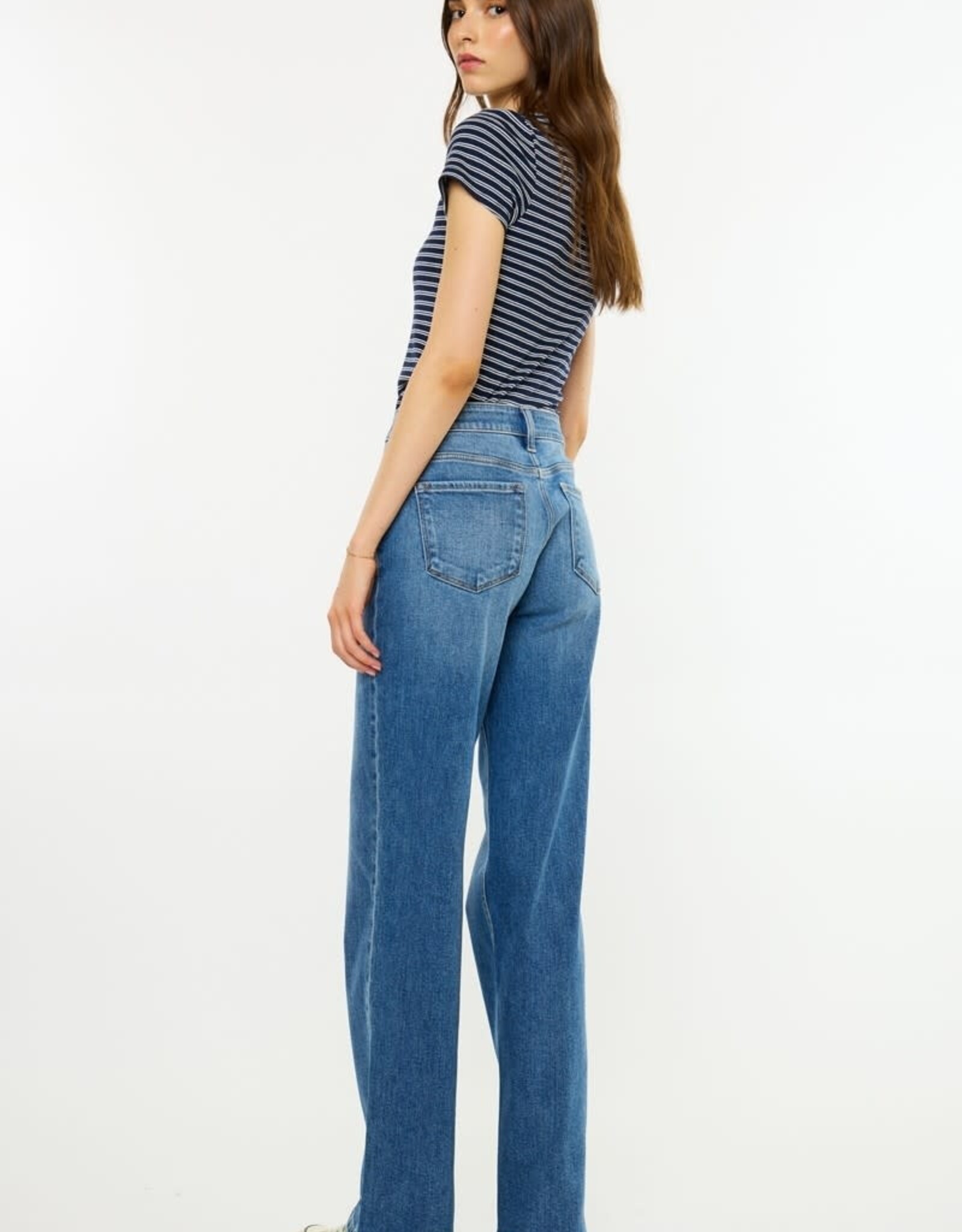 Miss Bliss KanCan Mid Rise Slim Wide-Med Dark Wash