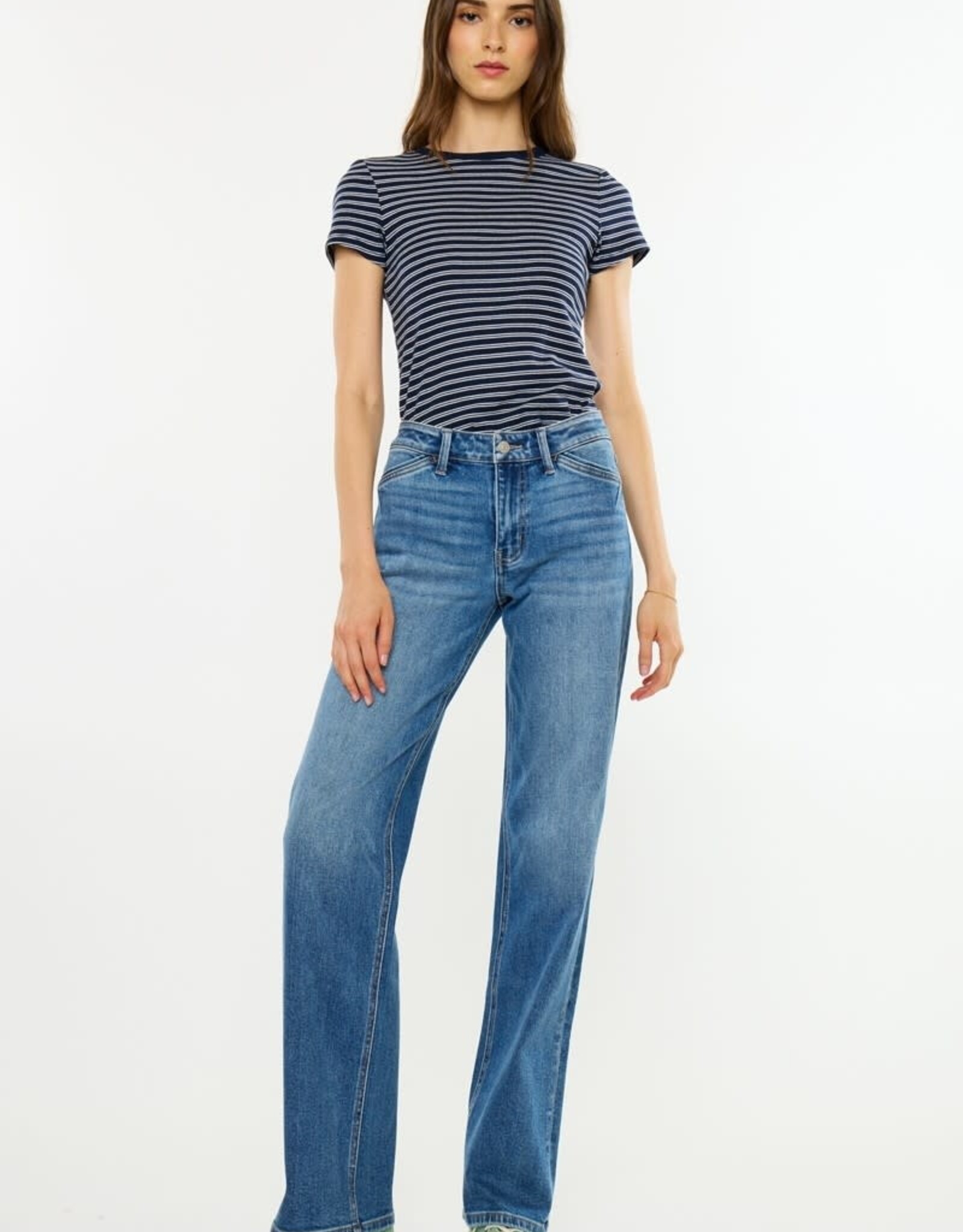 Miss Bliss KanCan Mid Rise Slim Wide-Med Dark Wash