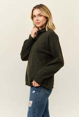 Miss Bliss Cielo Soft Turtleneck Oversized Pullover Sweater-Olive