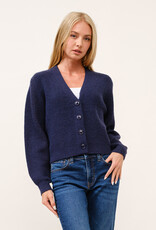Miss Bliss Cielo Chunky V Neck Ribbed Cardigan-Navy