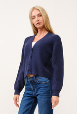 Miss Bliss Cielo Chunky V Neck Ribbed Cardigan-Navy