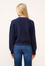 Miss Bliss Cielo Chunky V Neck Ribbed Cardigan-Navy