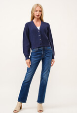 Miss Bliss Cielo Chunky V Neck Ribbed Cardigan-Navy