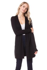 Miss Bliss Cielo Open Front Long Cardigan-Black
