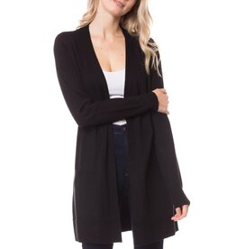 Miss Bliss Cielo Open Front Long Cardigan-Black
