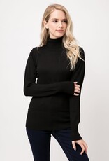 Miss Bliss Cielo Women's Turtle Neck Pull Over-Black