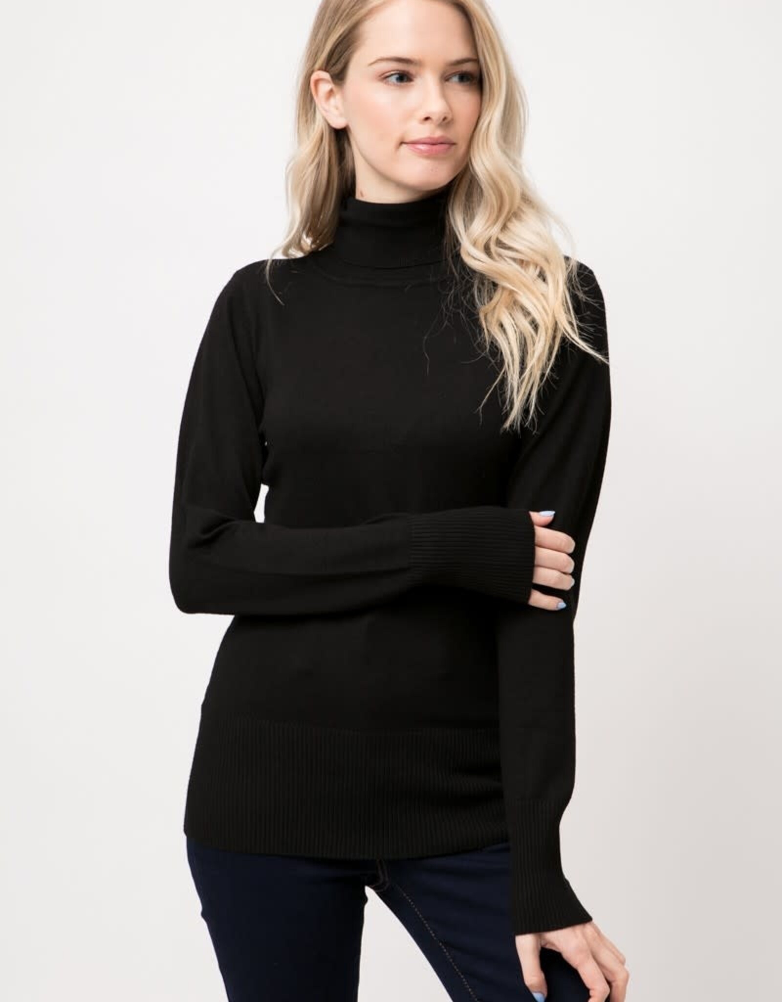 Miss Bliss Cielo Women's Turtle Neck Pull Over-Black
