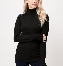 Miss Bliss Semi Fitted Turtleneck Pull Over-Black