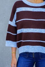 Miss Bliss Timing Colourblock Bold Stripe Sweater-Blue/Brown
