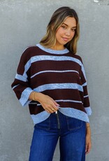 Miss Bliss Timing Colourblock Bold Stripe Sweater-Blue/Brown