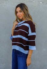 Miss Bliss Timing Colourblock Bold Stripe Sweater-Blue/Brown